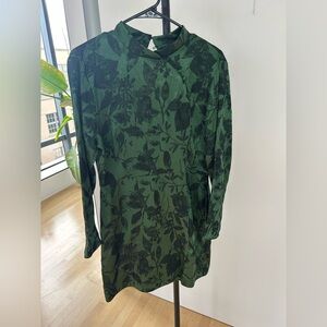 Zara Floral Green Long Sleeve Dress